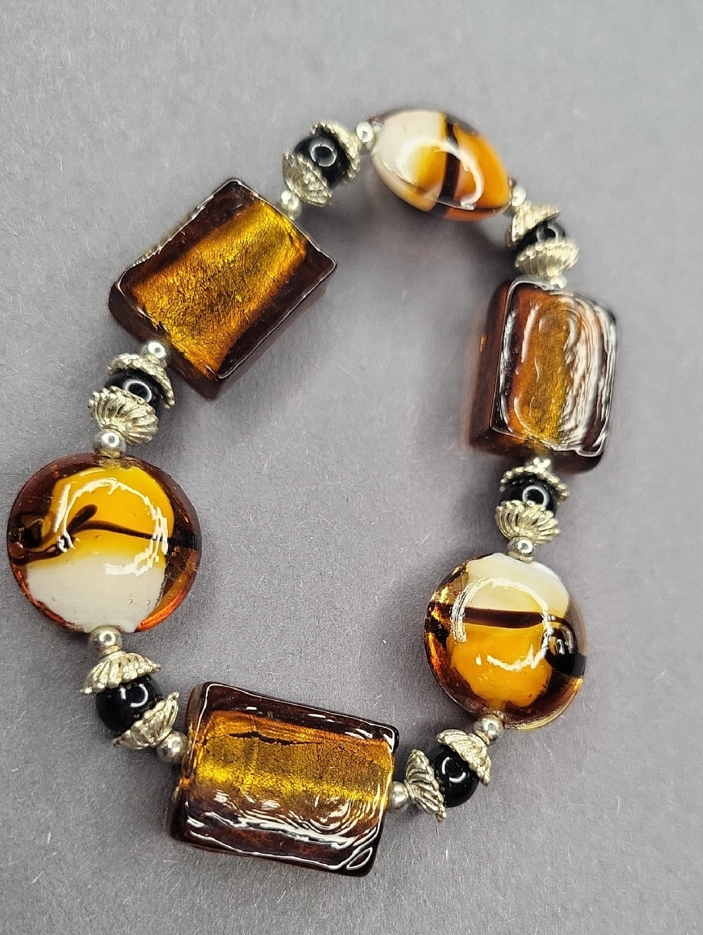 Glass Amber Beaded Bracelet